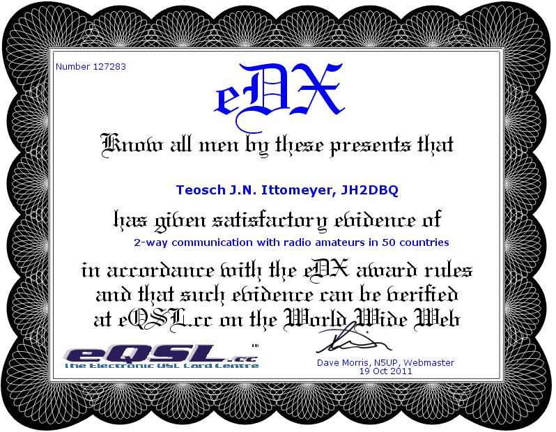 eDX50 Certificate