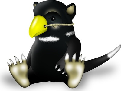 linux kernel-2.6.29から使われることになった、新マスコットのタスマニアン・デビル。　クチバシだけペンギンを偽装しているけど、これが所謂キモカワと言うのでしょうか？　微妙だ。