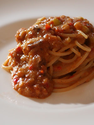 Spaghetti con Ragu di Verdura 野菜のラグーのスパゲッティ