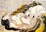 艶本『喜能会之故真通』（きのえのこまつ）の中の木版画「蛸と海女」