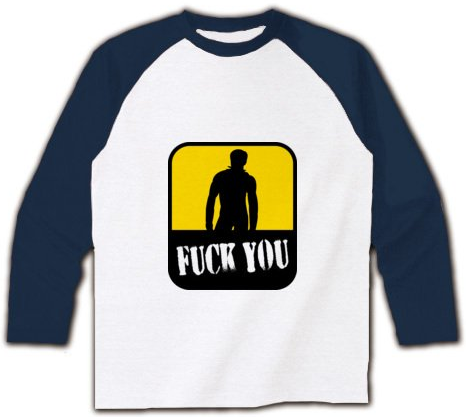 TDN ”Fuck you” ラグラン長袖Tシャツ(ホワイト×ネイビー) M